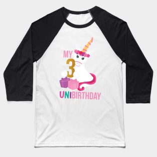 My 3rd UNIBIRTHDAY - Unicorn Birthday party Baseball T-Shirt